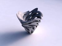 Vase double rose spikes with intersection through cuts wavy top | 3D