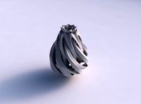 Vase oval with intersection throught cuts wide middle | 3D