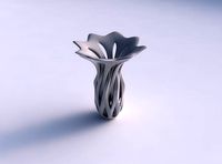 Vase curved with intersection through cuts widened top | 3D