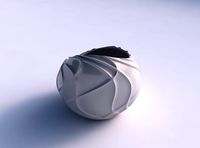 Bowl skewed and twisted with wavy sparse extruded lines | 3D