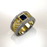 Mens ring with square gemstone 013 | 3D