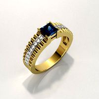 Mens ring with square gemstone 012 | 3D