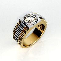 Mens ring model with round gemstone 004 | 3D
