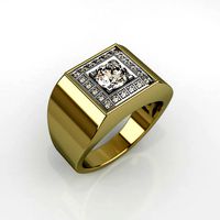 Mens ring with round gemstone 007 | 3D