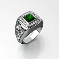Mens ring with square gemstone 014 | 3D