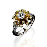Engagement ring with round gemstone 007 | 3D