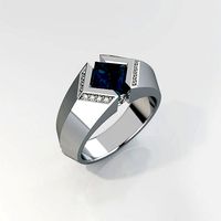 Mens ring with square gemstone 016 | 3D