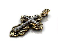 Diamond Cross Pendants | 3D