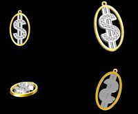 Dolar sign pendant w diamonds | 3D