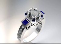 1 carat Center Stone pave ring setting wedding ring  | 3D