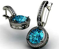Earrings with topaz 0021 | 3D