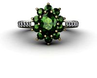 Green Tourmaline and Diamond Ring | 3D