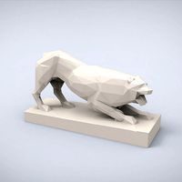 Printable Classical Lion Statue Lowpoly Style | 3D