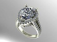 Pear shape halo ring | 3D