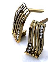 rectangular earrings with stones | 3D