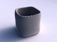 Vase quadratic stumpy with bent extruded lines 2 | 3D