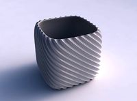 Vase quadratic stumpy with bent extruded lines | 3D