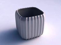 Vase quadratic stumpy with extruded vertical lines | 3D