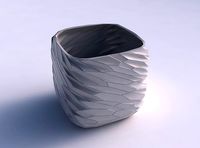 Vase quadratic stumpy with fine twisted organic cells | 3D