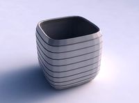 Vase quadratic stumpy with hard horizontal dents | 3D