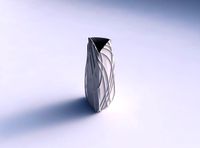 Vase curved tipping triangle with wavy sparse extruded lines | 3D