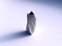 Vase twist curved tipping triangle 2 with wavy sparse extruded lines | 3D