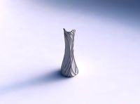 Vase squeezed and bent hexagon 2 with wavy sparse extruded lines | 3D