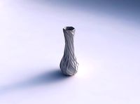 Vase twisted larger opening hexagon with wavy sparse extruded lines | 3D