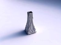 Vase squeezed rectangle with wavy sparse extruded lines | 3D