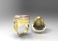 Art deco signet ring with oak leaves | 3D