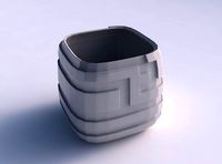 Vase quadratic stumpy with sharp ribbons | 3D