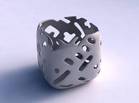 Vase quadratic stumpy with smooth cuts and bulges   | 3D