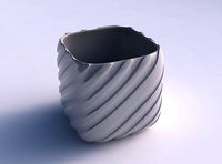 Vase quadratic stumpy with twisted smooth ribbons | 3D