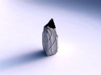Vase double arc rectangle with wavy sparse extruded lines | 3D