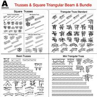 Trusses Square Triangular Beam Collection-129 PCS PRINT Modular | 3D