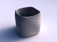 Vase quadratic stumpy with bent extruded lines 3 | 3D