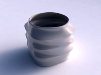 Vase quadratic stumpy with pronounced horizontal sections | 3D