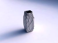Vase rectangle with wavy sparse extruded lines | 3D