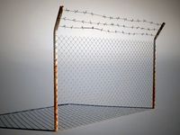 Fence with barbed wire 3D Model