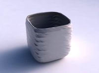 Vase quadratic stumpy with rocky fibers | 3D