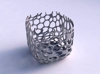 Vase quadratic stumpy with cracked organic lattice 2 | 3D