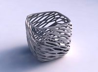 Vase quadratic stumpy with faceted and twisted organic lattice | 3D