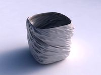 Vase quadratic stumpy with twisted rocky bulges | 3D