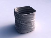 Vase quadratic stumpy with twisted extruded lines | 3D