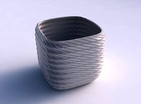 Vase quadratic stumpy with twisted grid plates | 3D