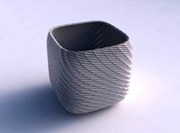 Vase quadratic stumpy with twisted diagonal grid plates | 3D