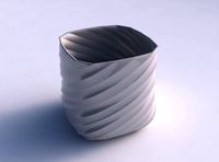 Vase quadratic stumpy with twisted bands | 3D