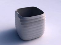Vase quadratic stumpy with horizontal inverted layers | 3D