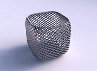 Vase quadratic stumpy with fine diagonal grid lattice | 3D