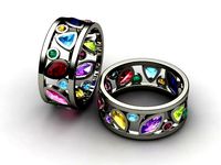 ring with color stones and tip | 3D